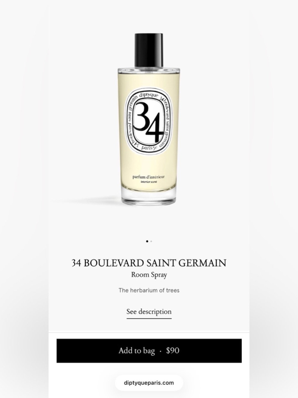 DIPTYQUE Paris 34 BOULEVARD SAINT GERMAIN Room Spray The herbarium of trees